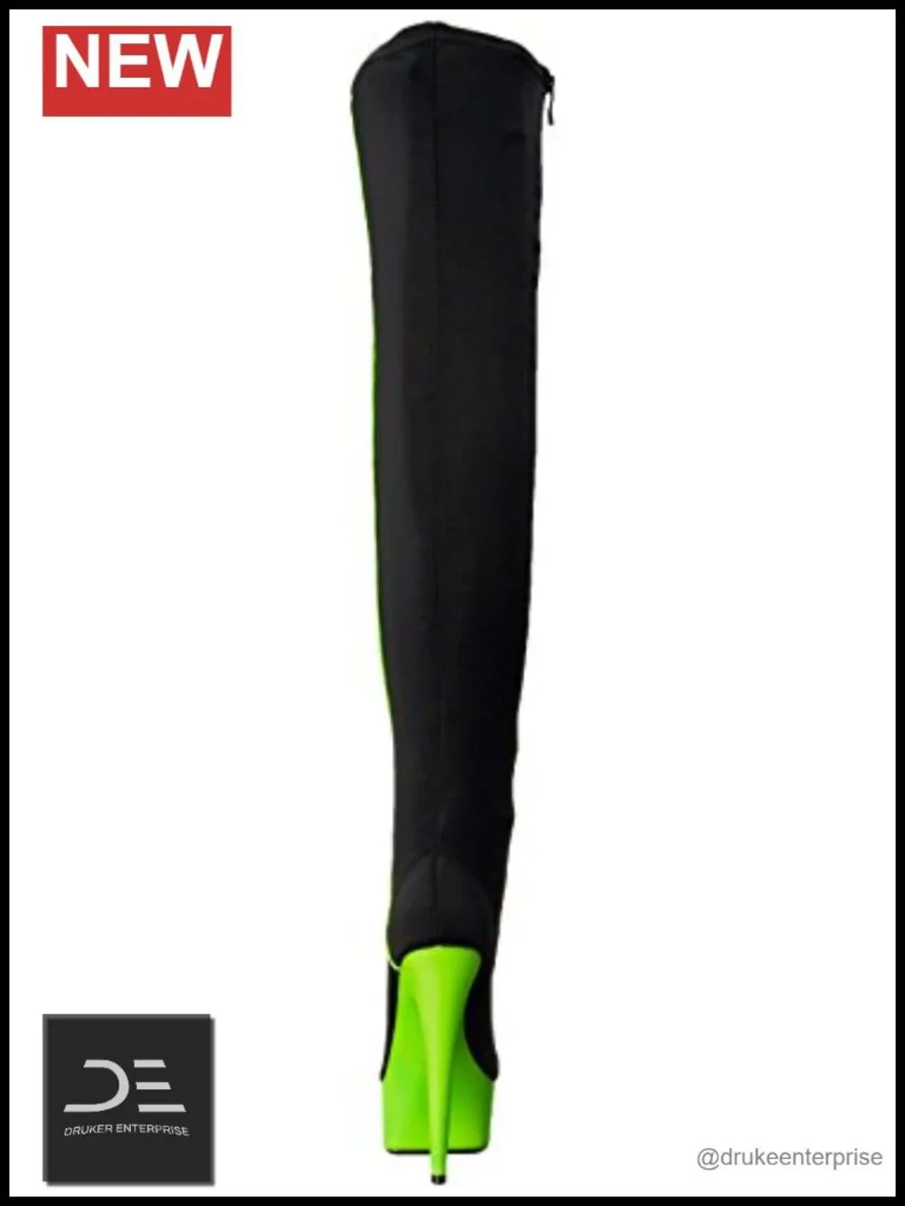 Spandex Over-the-Knee Boots with Platform Heel, Pull-On
